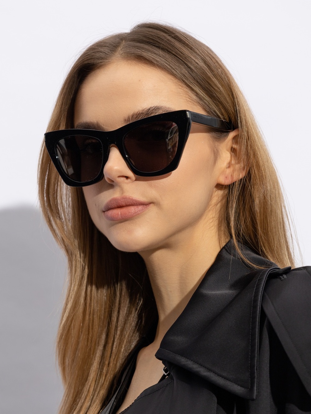 Saint Laurent SL 214 Kate Cat Eye Sunglasses Black Oversized Italy YSL